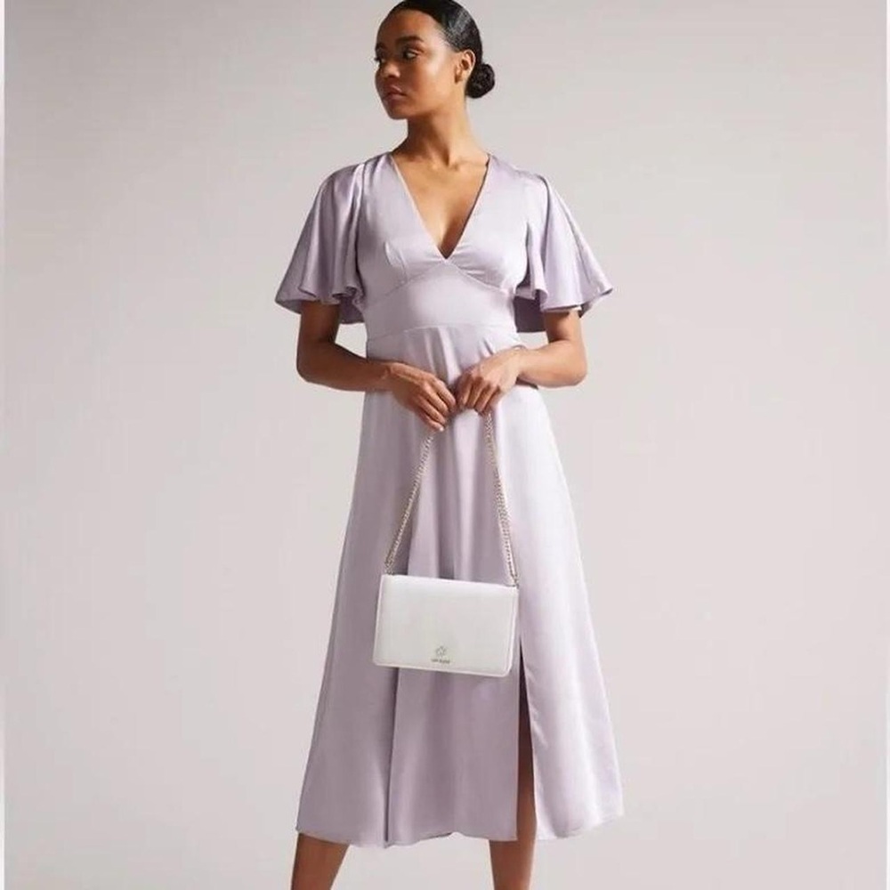 Ted Baker Lilac Midi Dress with V-Neck